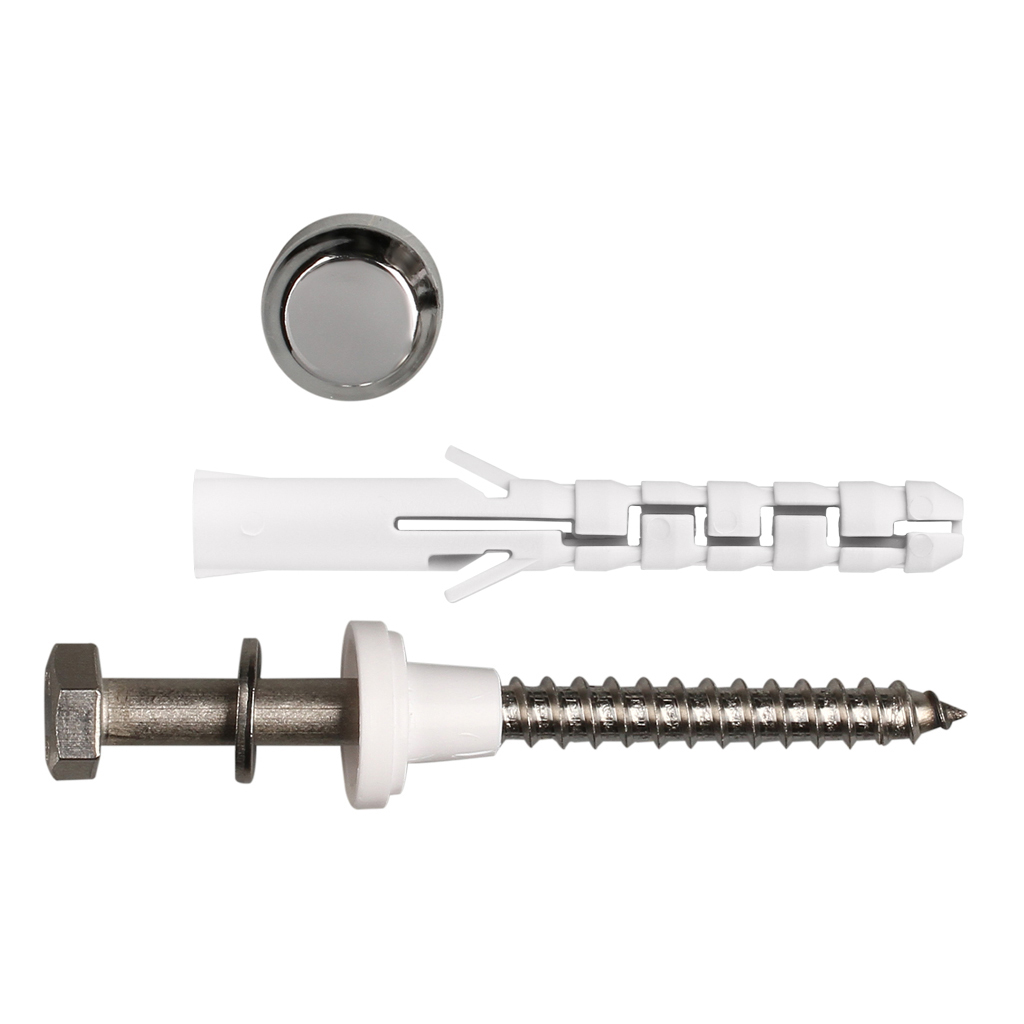 Комплект крепления унитаза и писсуара PWC40 с хромированной заглушкой ( 100 шт.)