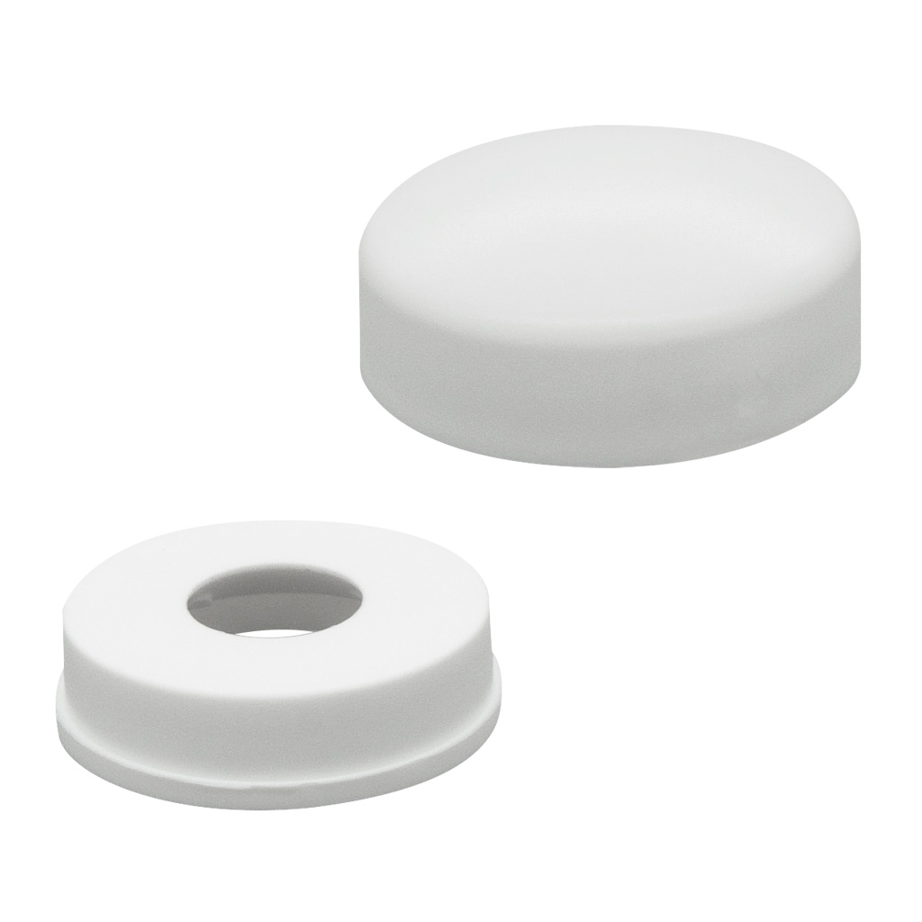 Колпачок декоративный D 14,5 мм на шуруп, белый, колпачок + втулка (500 шт.)