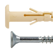 Дюбель нейлоновый с широким бортиком PND F 6x40 с шурупом 4,0x40