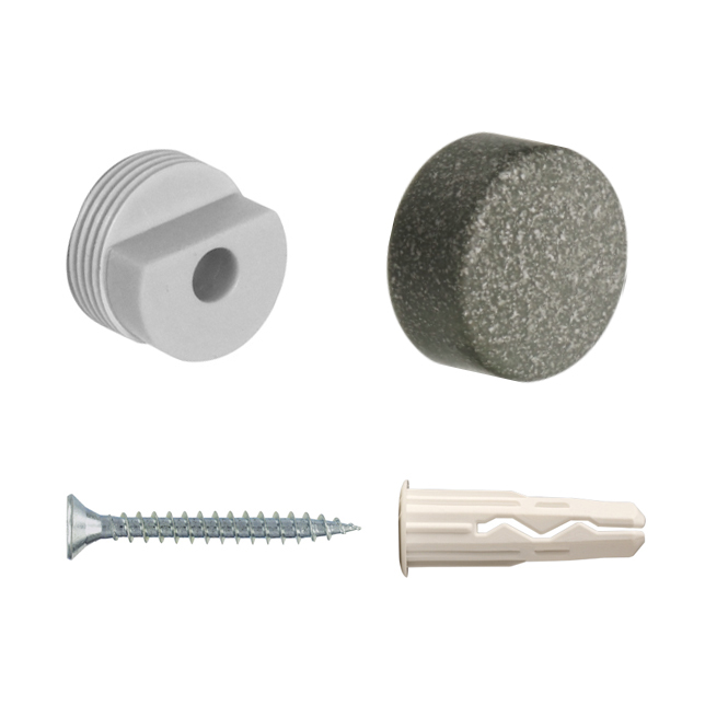 Крепление для зеркала D 18 мм пластик. серый гранит втулка + колпачок + дюбель + шуруп (4 шт.)