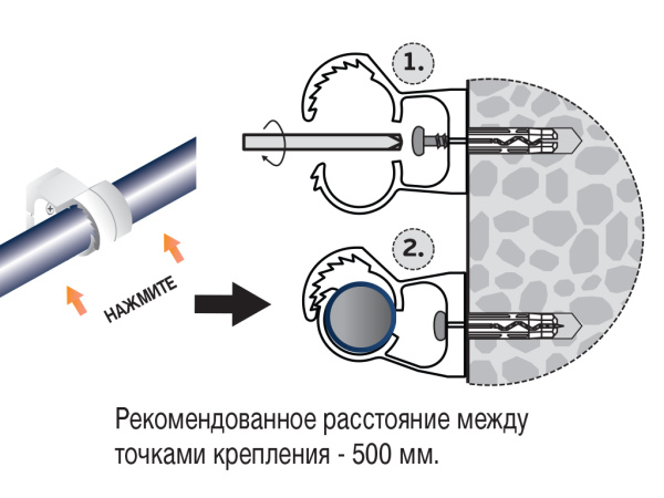 Крепеж клипса PDF для труб