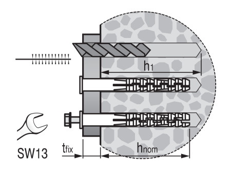 Дюбель для сквозного монтажа PNDS  F