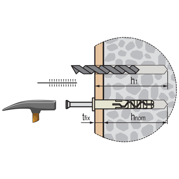 Дюбель-гвоздь нейлоновый PDGN UK 6x80 потайная манжета, нержавеющий гвоздь