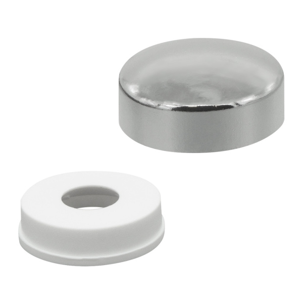 Колпачок декоративный D 14,5 мм на шуруп, хром, колпачок + втулка (500 шт.)