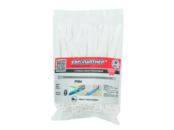 Стяжка многоразовая PRM 200x7.5 (50 шт.) белая