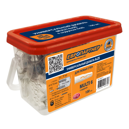 Дюбель Multi универсальный 6x25 с шурупом 4x25 (100 шт.)