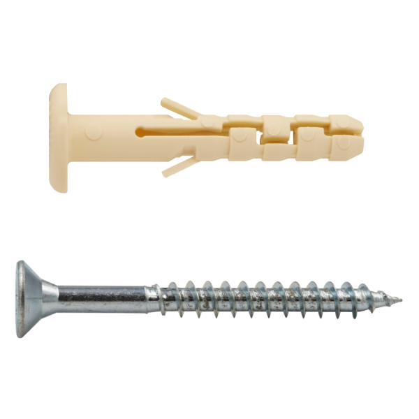 Дюбель нейлоновый с широким бортиком PND F 6x40 с шурупом 4,0х40 (40 шт.)