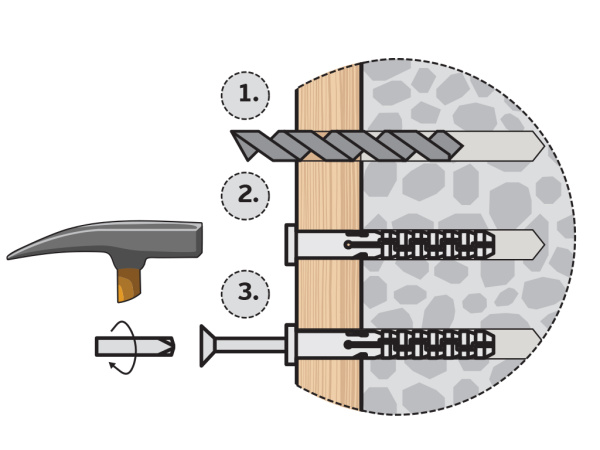 Дюбель для  сквозного монтажа PNDS LK 8х120 с шурупом