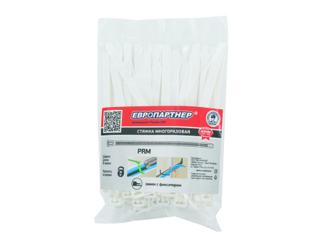 Стяжка многоразовая PRM 200x7.5 (50 шт.) прозрачная
