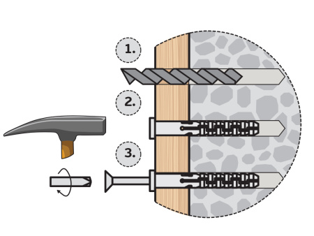 Дюбель для сквозного монтажа PNDS LK 8х100 с шурупом