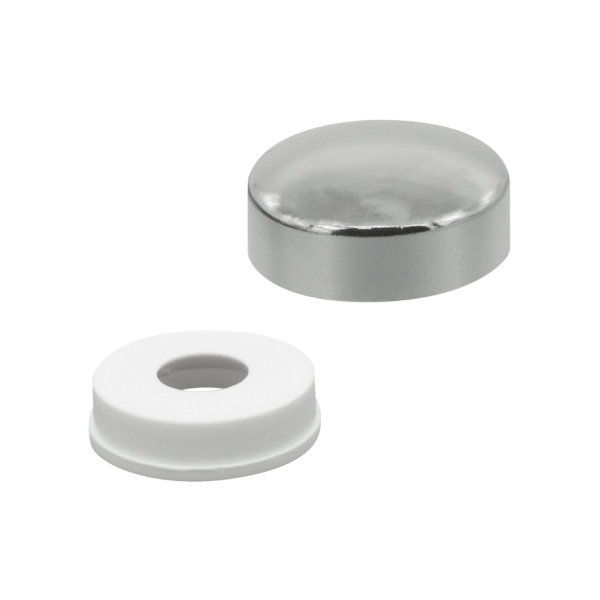 Колпачок декоративный D 12,5 мм на шуруп, хром, колпачок + втулка (500 шт.)